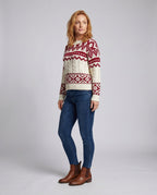 Women's knitted pullover with winter pattern mix and soft mohair content - Chichicherry