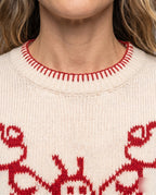 Women's knitted sweater with a casual crab motif and modern stripe accents - Chichicherry