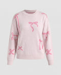 Women's knitted sweater with playful bow motifs - Chichicherry