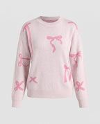Women's knitted sweater with playful bow motifs - Chichicherry