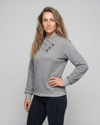 Women's knitted sweater with trendy overcut and decorative buttons - Chichicherry