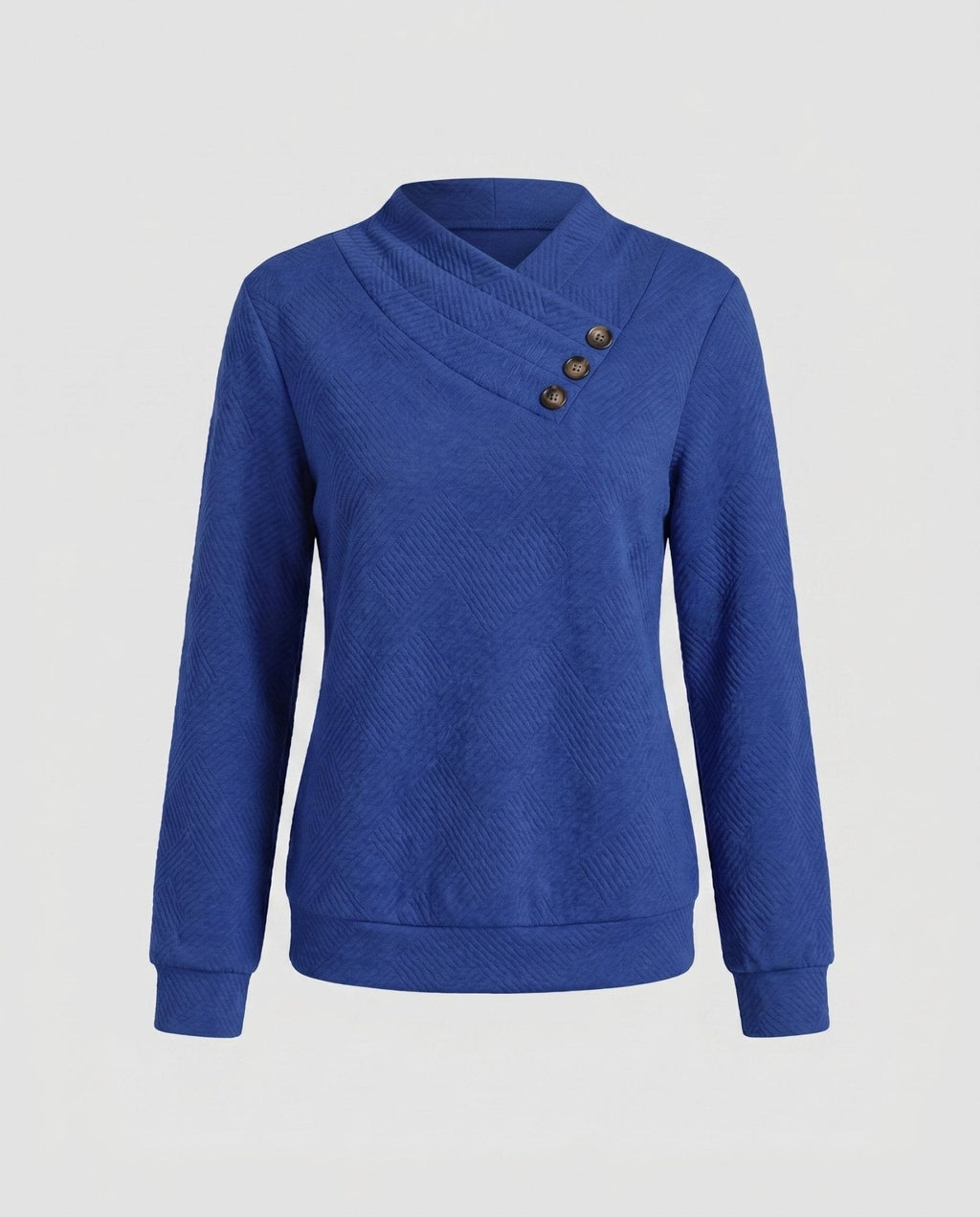 Women's knitted sweater with trendy overcut and decorative buttons - Chichicherry