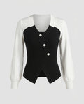 Women's knitted top with elegant tie and modern button details - Chichicherry