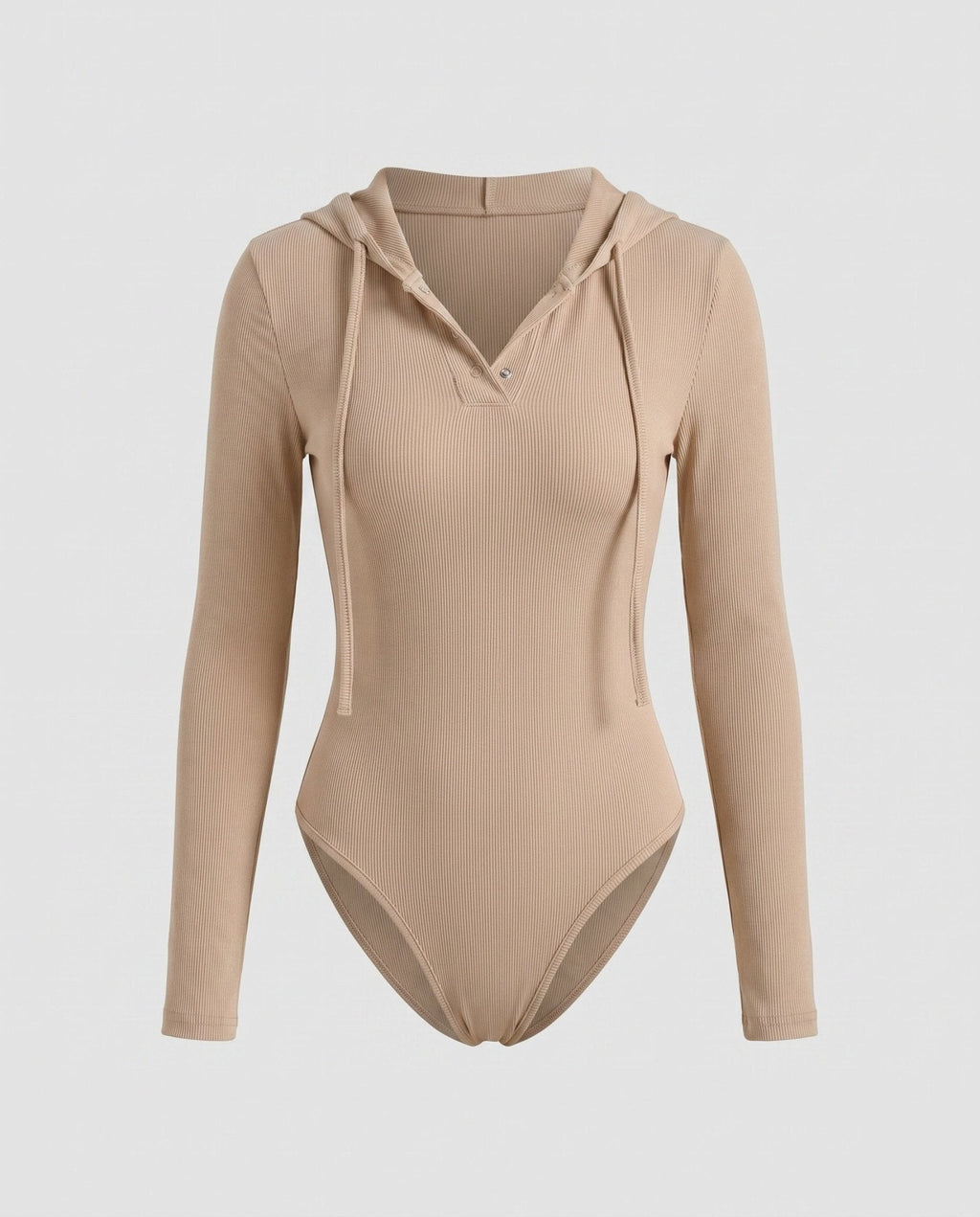 Women's Long Sleeve Bodysuit with Hood and Button Placket - Chichicherry