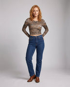 Women's long sleeve shirt with leopard print and fitted cut - Chichicherry