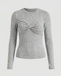 Women's Long Sleeve Shirt with Stylish Knot Design - Chichicherry