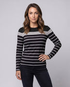 Women's long sleeve shirt with trendy stripe pattern and casual fit - Chichicherry