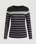 Women's long sleeve shirt with trendy stripe pattern and casual fit - Chichicherry
