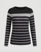 Women's long sleeve shirt with trendy stripe pattern and casual fit - Chichicherry