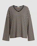 Women's Long Sleeve T-Shirt with Modern Stripe Pattern - Chichicherry