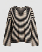 Women's Long Sleeve T-Shirt with Modern Stripe Pattern - Chichicherry