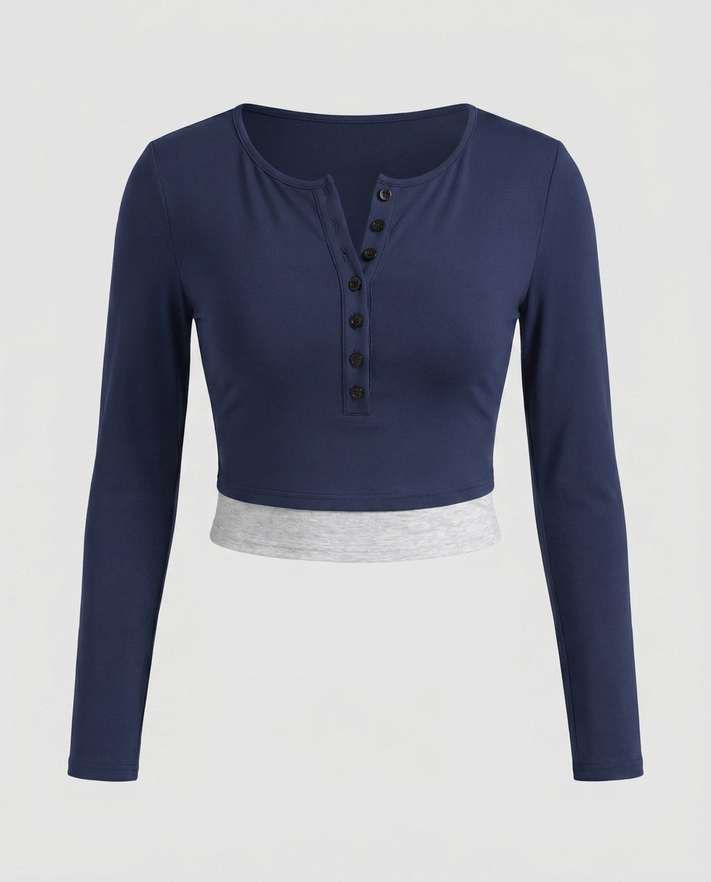 Women's long-sleeved top with button placket and fitted cut - Chichicherry