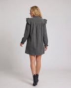 Women’s short-sleeve dress with voluminous ruffle details and implied V-neckline - Chichicherry