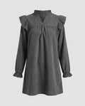 Women’s short-sleeve dress with voluminous ruffle details and implied V-neckline - Chichicherry