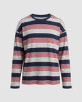 Women's striped long sleeve shirt with chest pocket and comfortable fit - Chichicherry