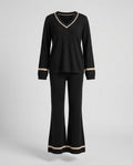 Women's stylish knit suit with wide leg and V-neck - Chichicherry