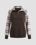Women's sweatshirt with checkered sleeves and zipper - Chichicherry