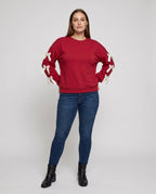 Women's sweatshirt with decorative ribbons on the sleeves - Chichicherry