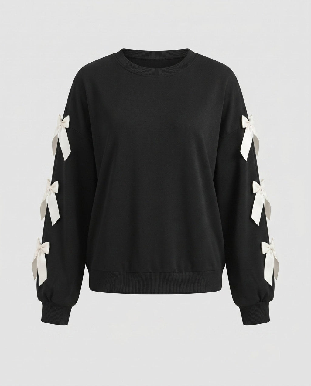 Women's sweatshirt with decorative ribbons on the sleeves - Chichicherry