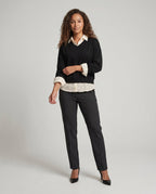 Women's sweatshirt with decorative shirt insert and casual V-neck - Chichicherry