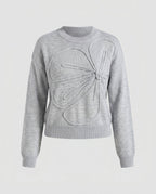 Women's sweatshirt with elegant floral embroidery insert - Chichicherry