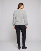 Women's sweatshirt with elegant floral embroidery insert - Chichicherry