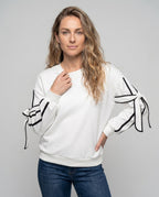 Women’s sweatshirt with fashionable bow details and contrasting accents - Chichicherry