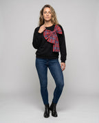 Women's sweatshirt with fashionable checkered bow design - Chichicherry