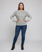 Women's sweatshirt with fine lace accents and decorative bows - Chichicherry