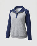 Women's sweatshirt with textured design and button-up stand collar - Chichicherry