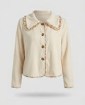 Women's timeless blazer jacket with colorful collar and elegant button details - Chichicherry